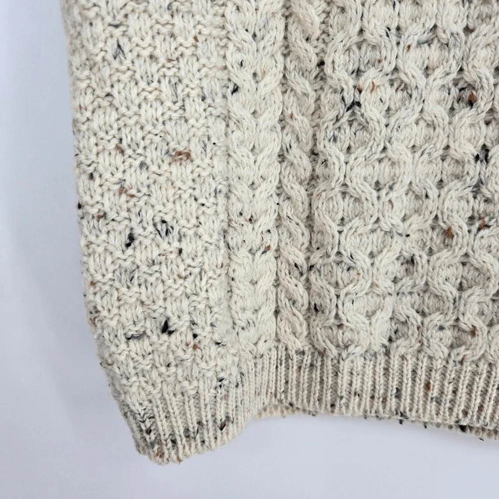 Vtg 100% Wool Aran Country Ireland Womens S Sweater Cottagecore Cozy Fall Winter